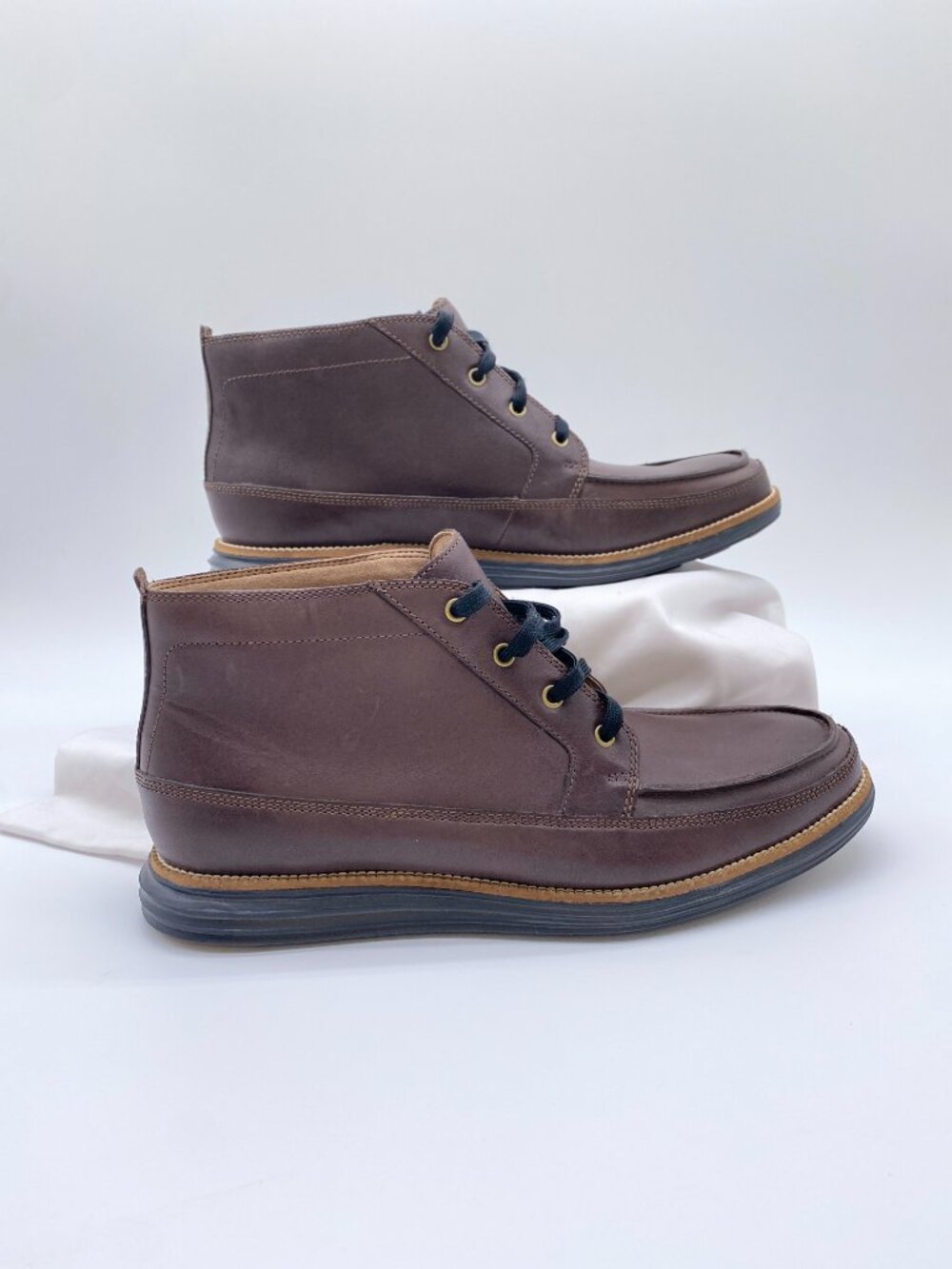 Cole Haan Grand.ØS Leather Chukka Boots Brown Moc Toe Men's 9.5 - Picture 4 of 10